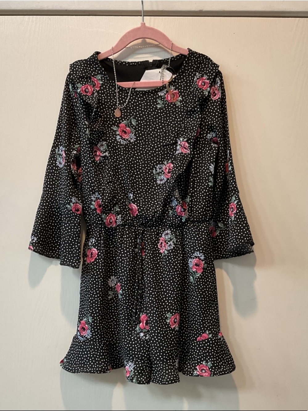 Speechless Black Dress with Pink Floral Print